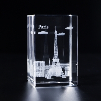 6cm 2.4inch Customized White Crystal Paperweight France Eiffel Tower 3D Model Ornaments Travel Souvenirs